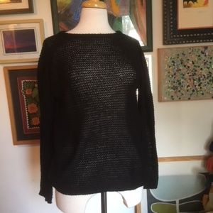 black loose knit long sweater